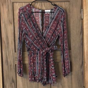 Patterned Long Sleeve Romper
